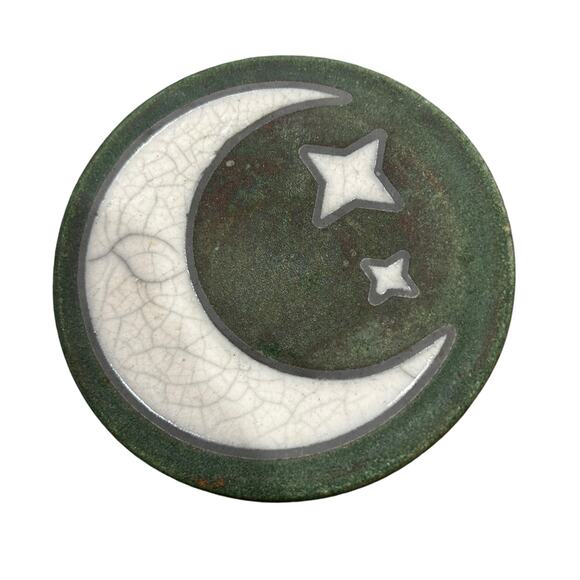 Raku Potteryworks Jeremy Diller Signed Set of 5 Coasters Lotus Moose Moon - Picture 6 of 12